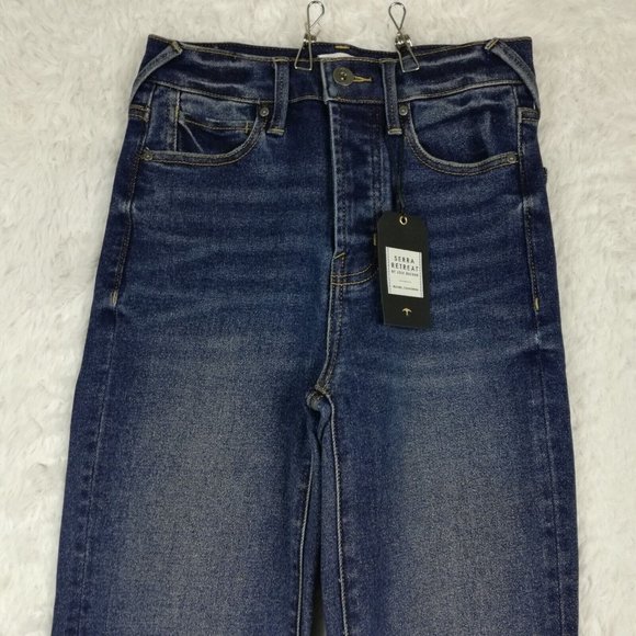 Serra Retreat Womens Jeans Straight Leg Blue Denim Dark Wash High Rise 0 New - Picture 7 of 14